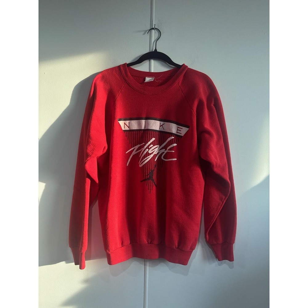 Vintage Nike Sweatshirt Mens Large Red Flight Jordan Graphic Crewneck Fleece 90s